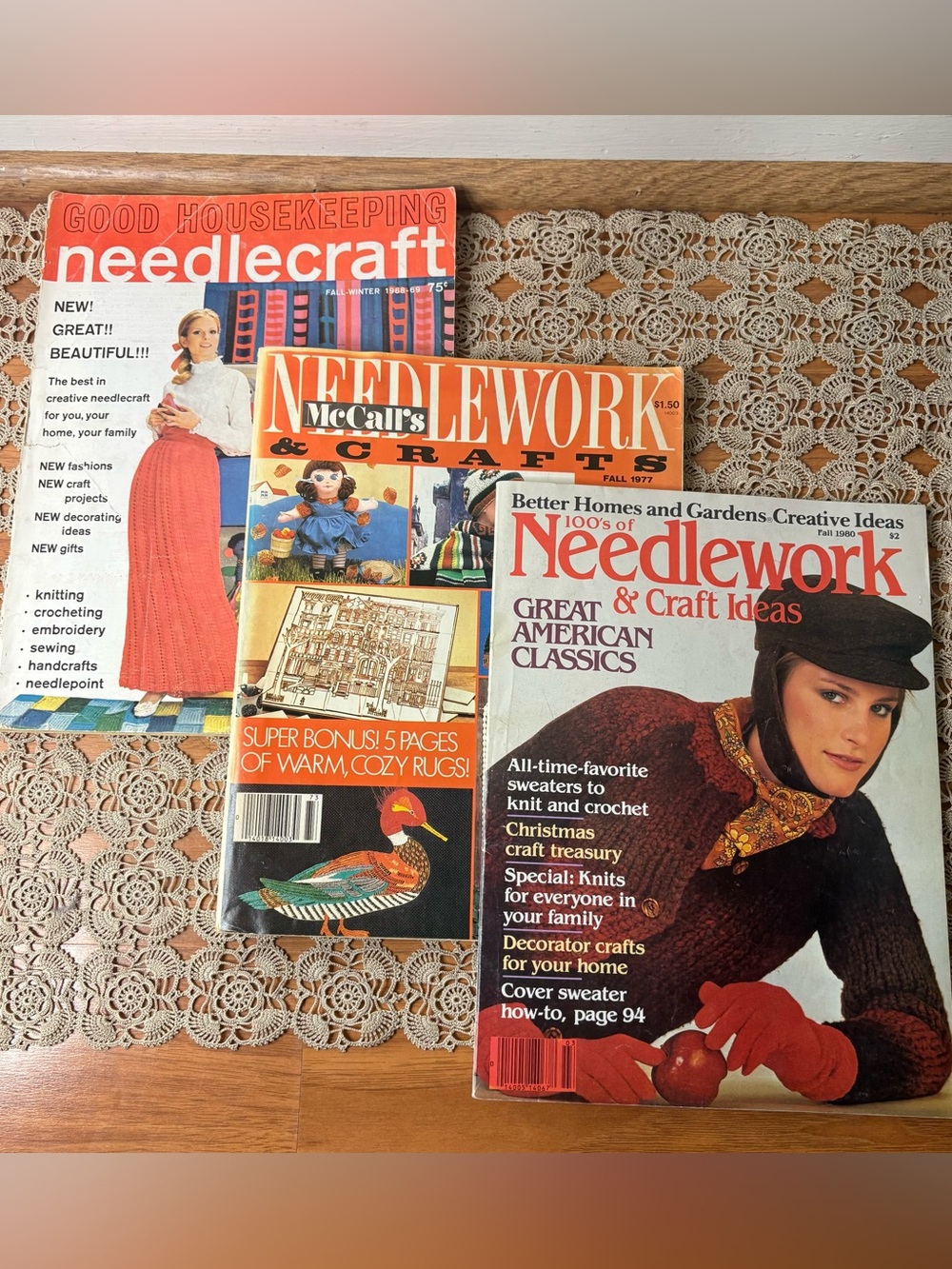 Vintage Mixed Era Needlework NeedleCraft Magazine Lot of Three